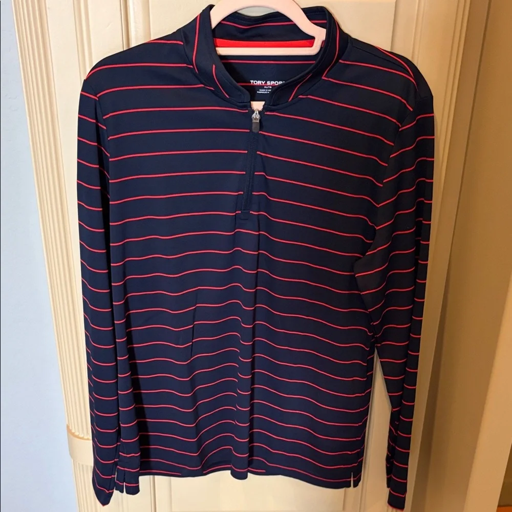 Tory Burch Navy and Red Long Sleeve Top - Picture 2 of 5